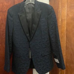 JF Ferrar Navy Camo stretch super slim sports coat 36 short